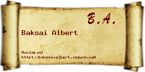 Baksai Albert névjegykártya